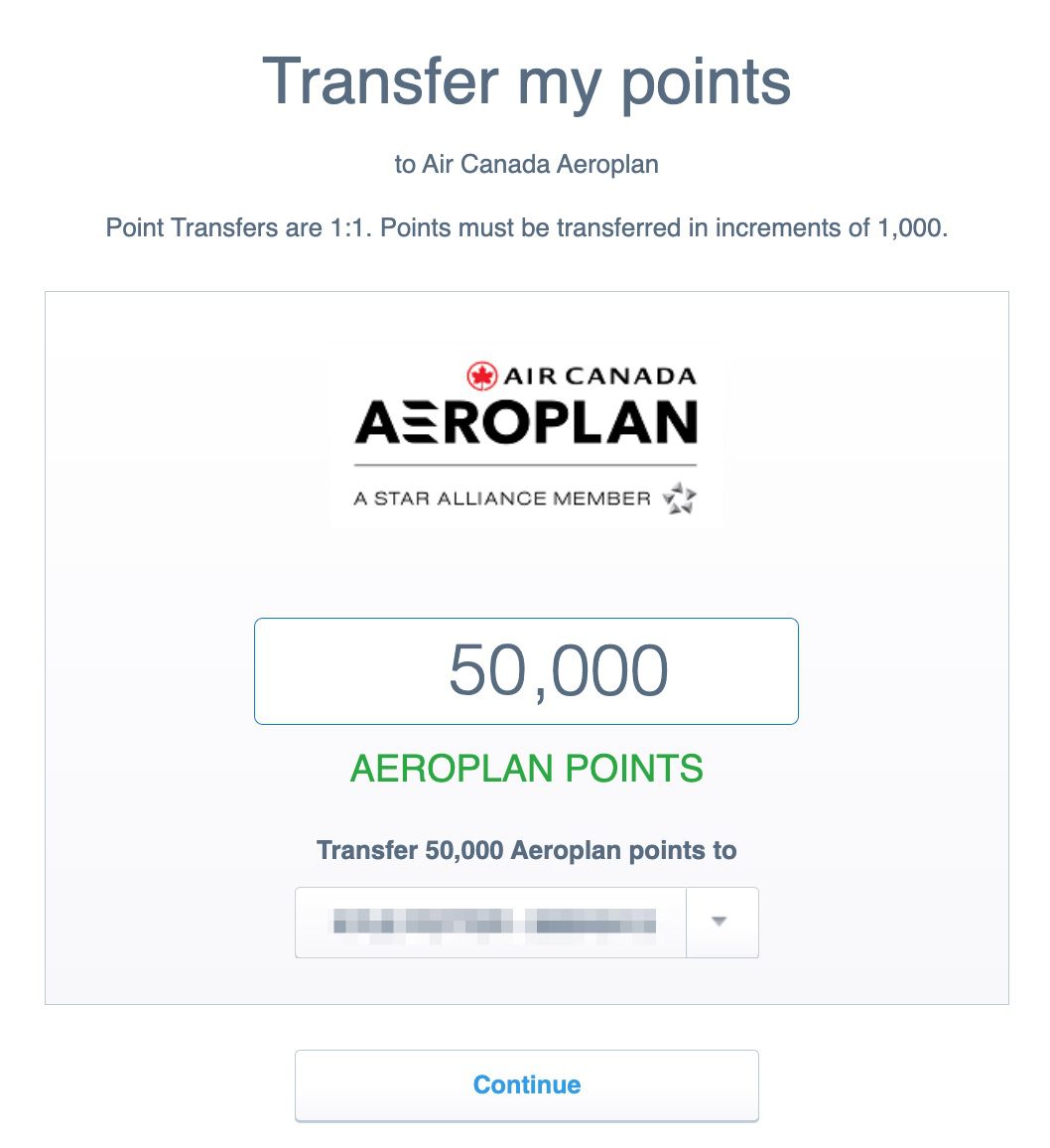 chase aeroplan transfer partner
