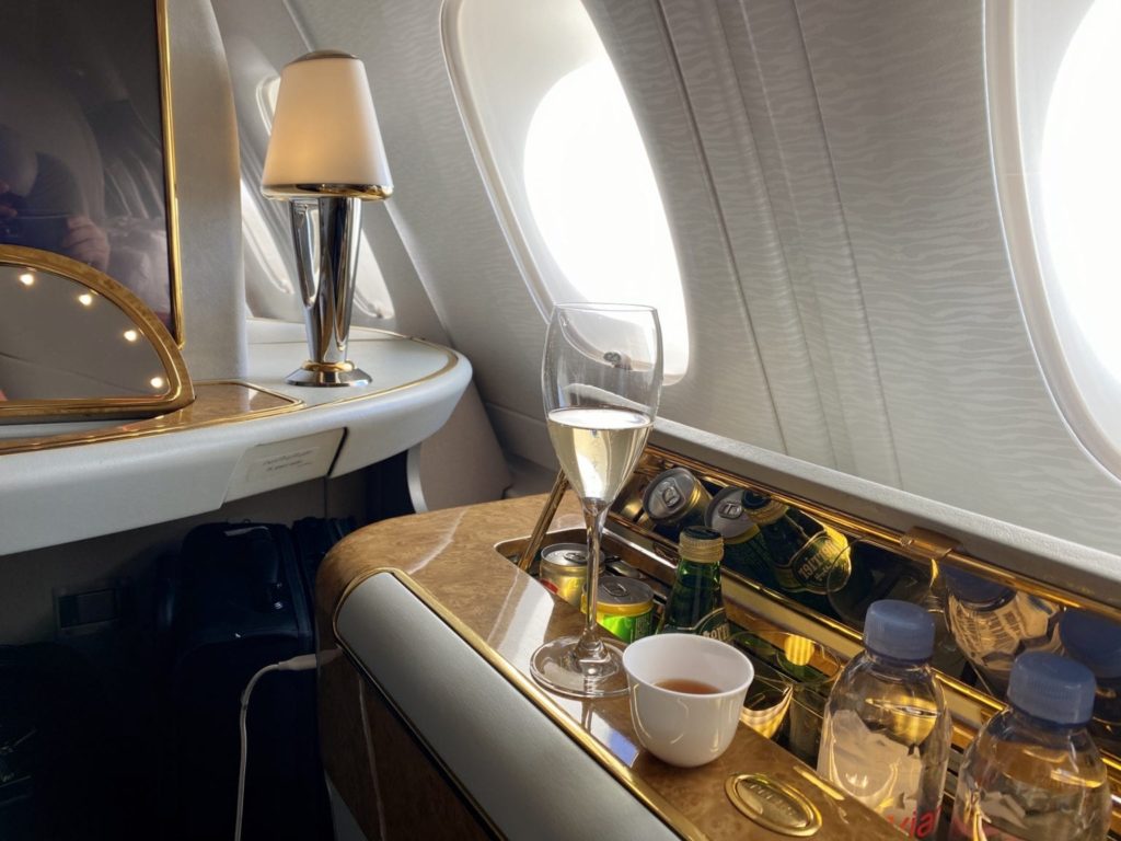 business Class vs First Class: Emirates drink service