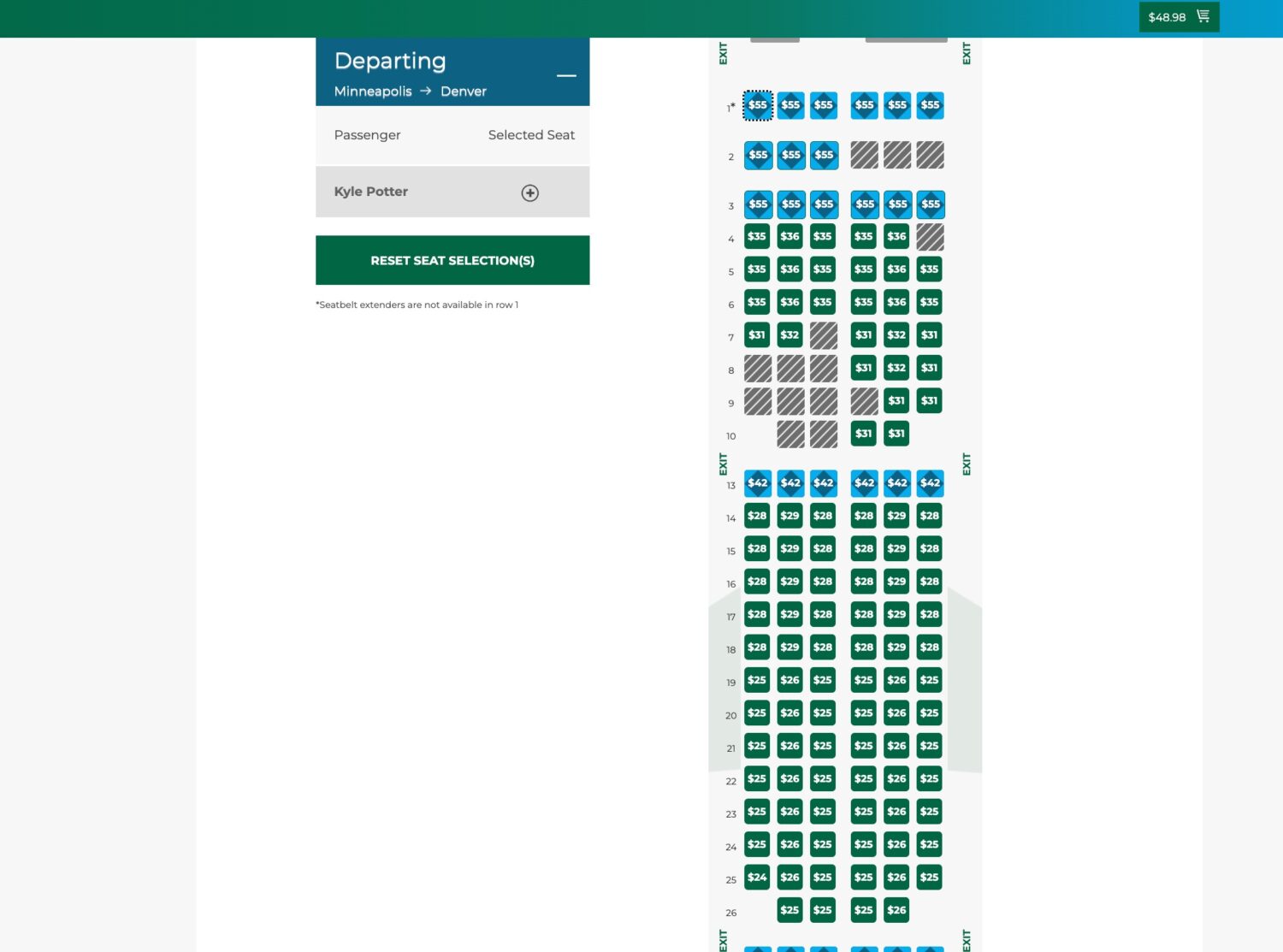 frontier seat selection fees