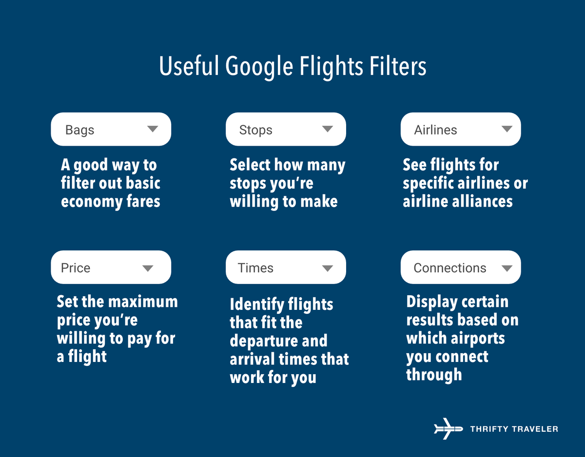 filters when searching for flights
