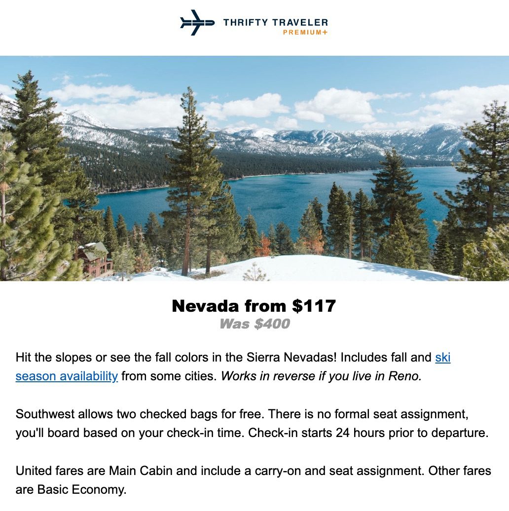 lake tahoe flight deal