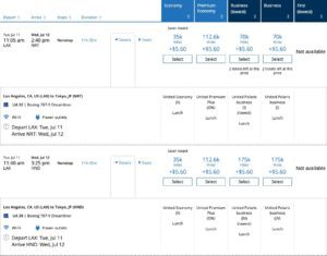 Comparing saver awards and dynamic pricing on United