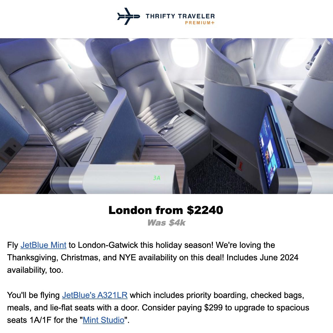 Business class flight deal to London