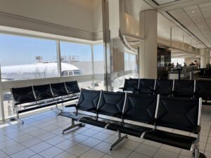 Ontario Airport gate seating near Northern Pacific Airways flight