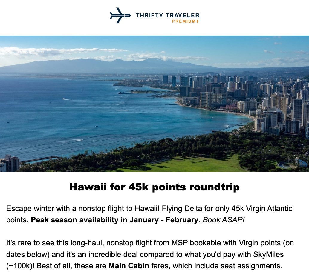 thrifty traveler premiu deal to hawaii