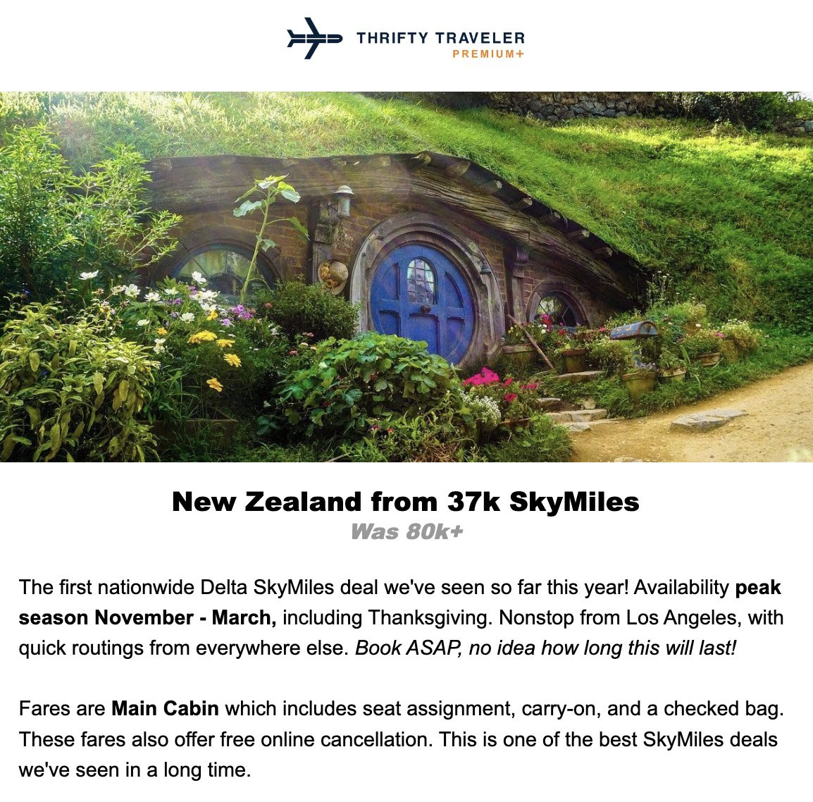 New Zealand SkyMiles deal