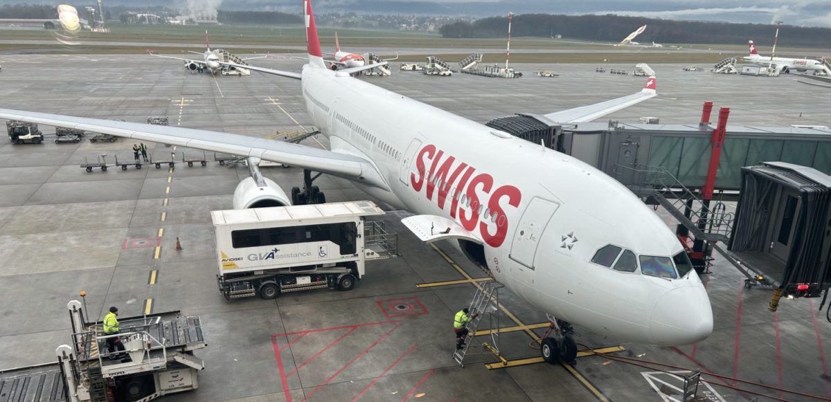 Chamonix Guide - Swiss A330-300 at the gate