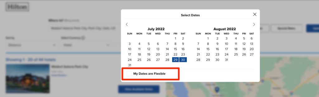 hilton award booking flexible dates