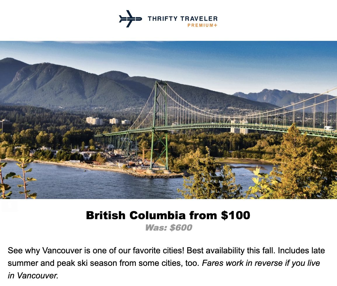 Vancouver BC flight deal