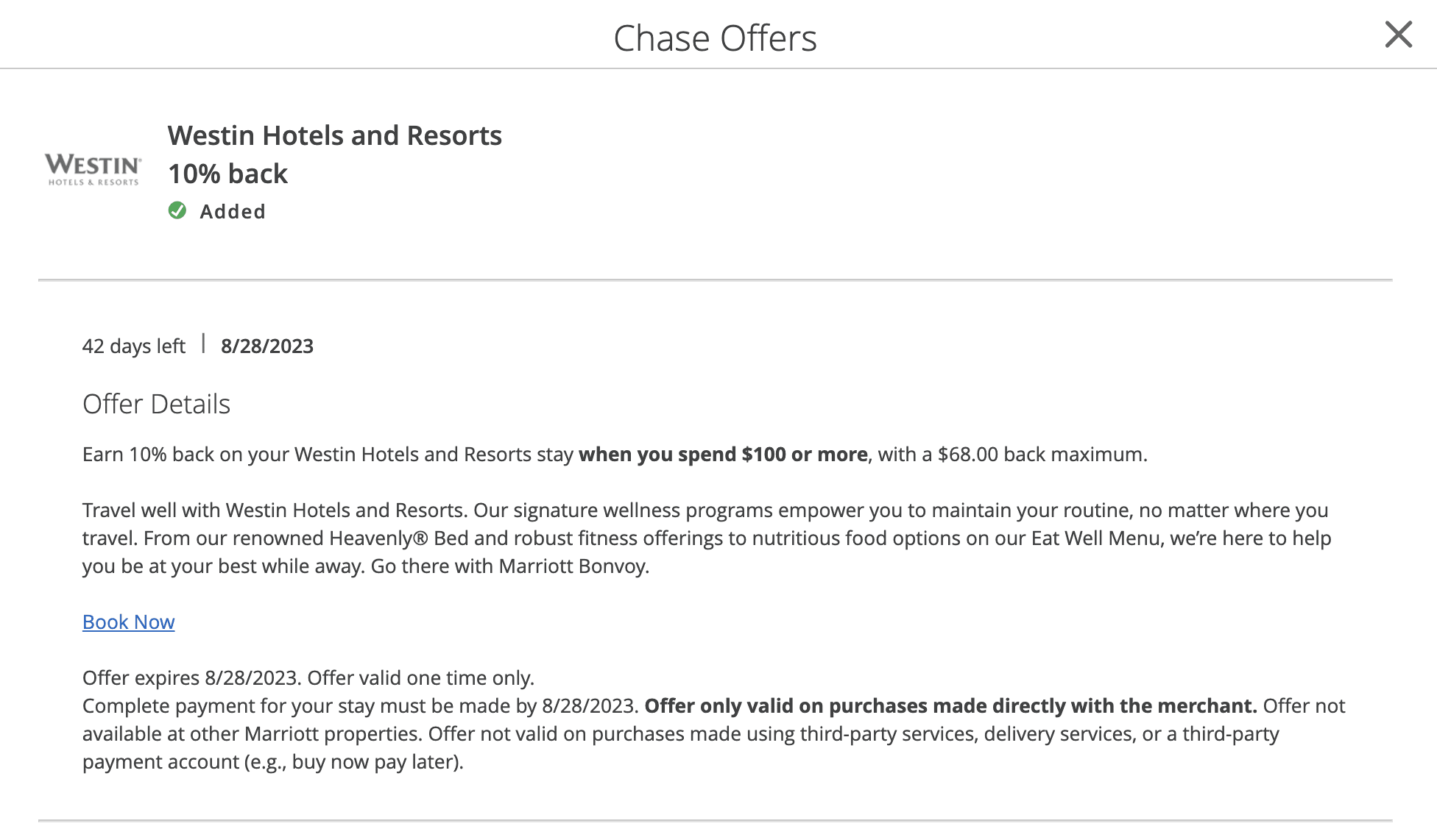 westin chase offer