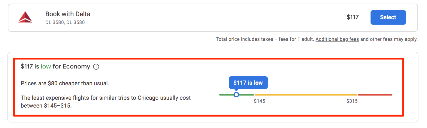 good deal indicator on flight prices