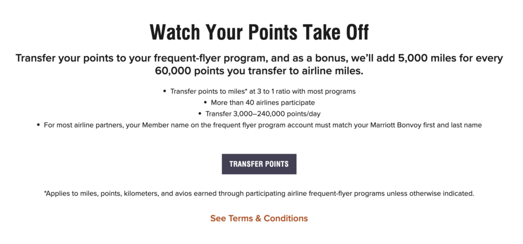 transfer marriott points to airlines